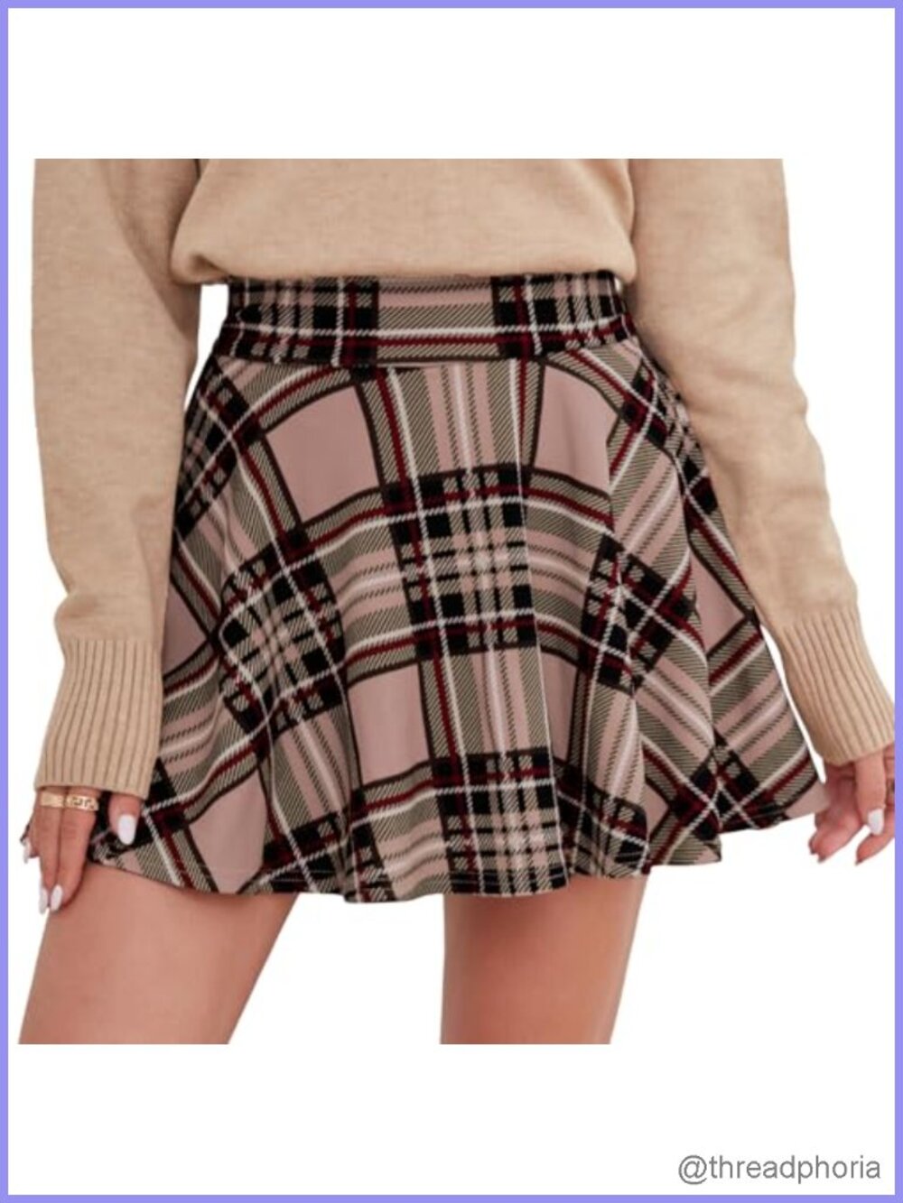 Women's Skort with Built-in Shorts, A-Line Flared Mini, Stretchy 4-Way Fabric,